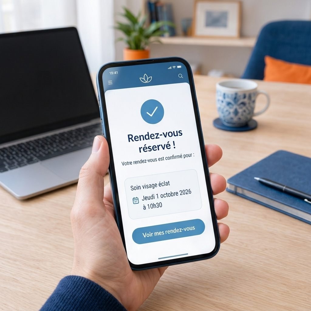 Réservation d'un rendez-vous en ligne depuis un téléphone.
